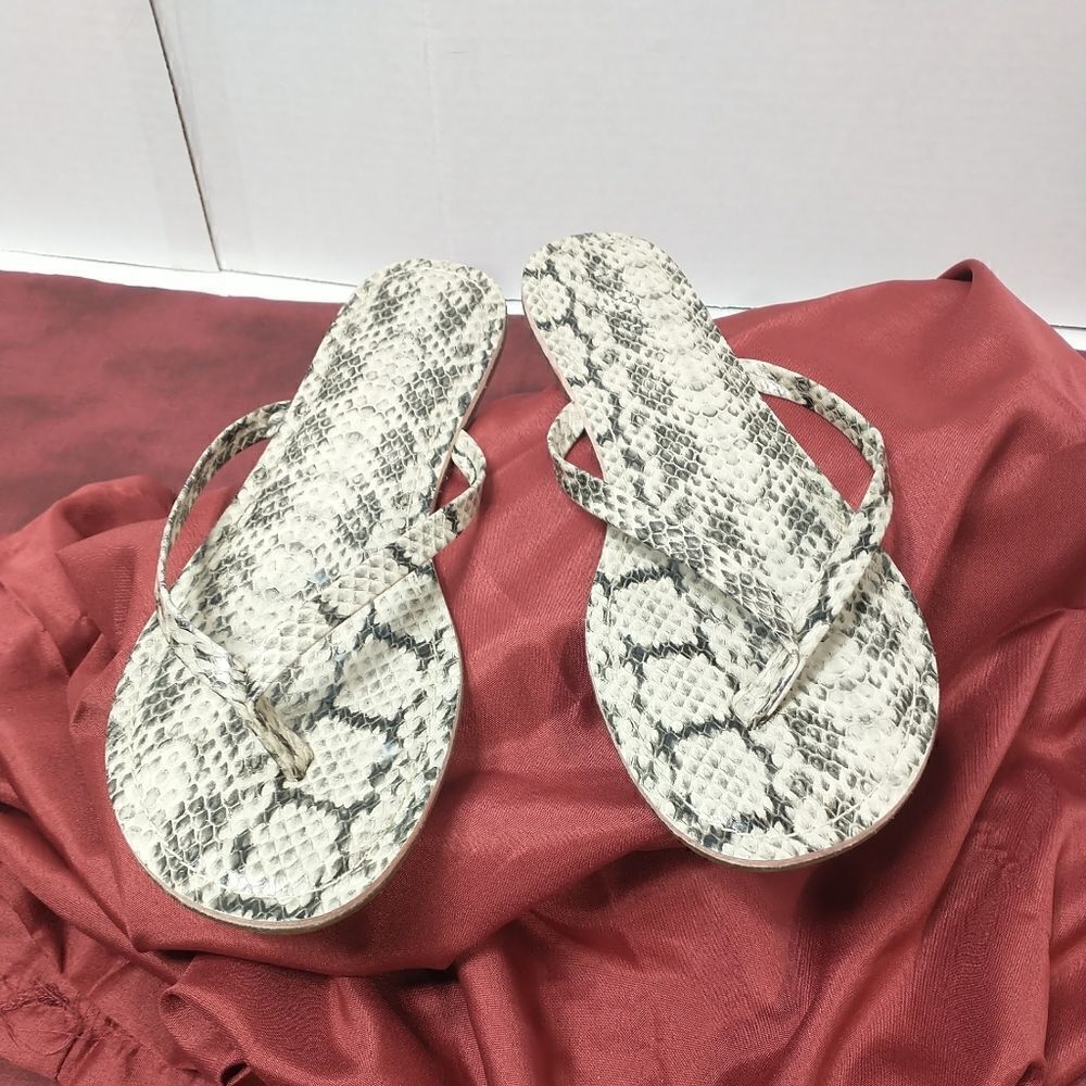 J Crew Women's Faux Snake Skin Flip Flops Sandals Size 10
